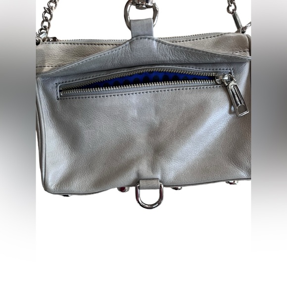 Rebecca Minkoff Gray Leather Mini Mac Crossbody Bag Silver Chain - Picture 9 of 16